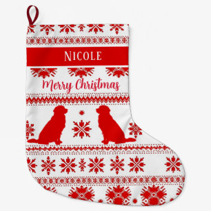 Roter Nordic Golden Retriever Hund Weihnachten Großer Weihnachtsstrumpf