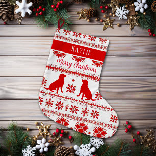 Roter Nordic Labrador Retriever Hund Weihnachten Großer Weihnachtsstrumpf