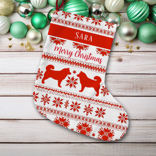 Roter nordischer Alaskan Malamute-Hund Weihnachten Großer Weihnachtsstrumpf
