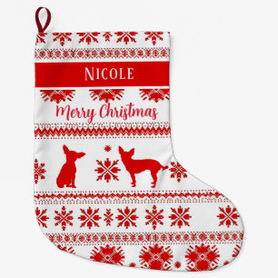 Roter nordischer Chihuahua-Hund Weihnachten Großer Weihnachtsstrumpf
