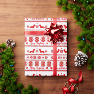 Roter nordischer Dachshund-Hund Weihnachten Geschenkpapier
