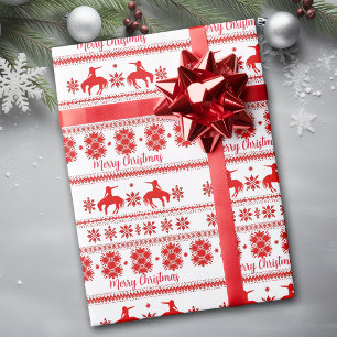 Roter nordischer Rodeo-Cowboy-Weihnachten Geschenkpapier