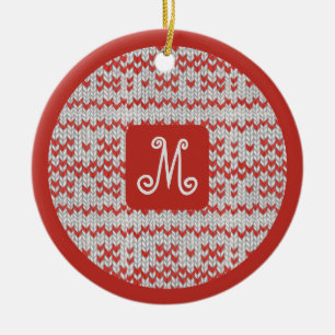 Roter nordischer Strick Keramik-Kreisschmuck Keramik Ornament