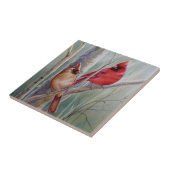 Roter Nördlicher Kardinal Vogelparade Wasserfarben Fliese (Seite)