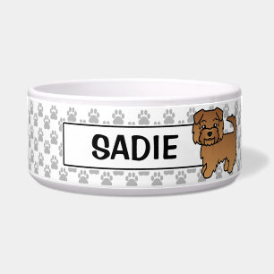 Roter Norfolk Terrier Cartoon-Hund & Eigener Name Napf