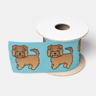 Roter Norfolk Terrier Cartoon-Hund-Illustration Bl Satinband
