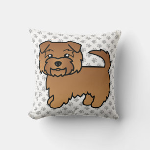 Roter Norfolk Terrier Cartoon Hund & Pfoten Kissen
