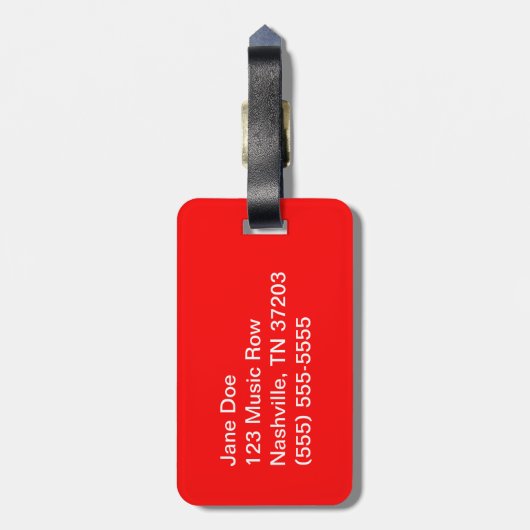 Roter Notenen-Gepäckanhänger Gepäckanhänger (Rückseite vertikal)