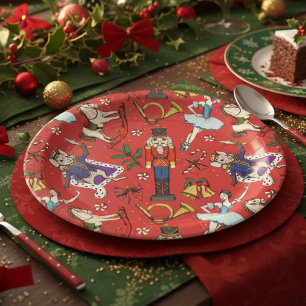 Roter Nussknacker-Ballett-Weihnachten Xmas-Party Pappteller