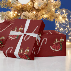 Roter Nussknacker Clara Zuckerstange Geschenkpapier