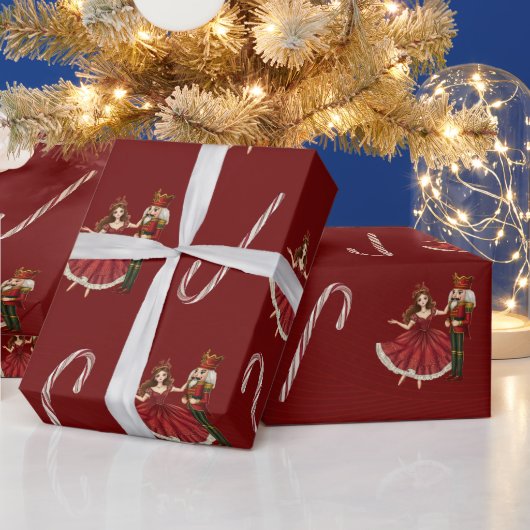 Roter Nussknacker Clara Zuckerstange Geschenkpapier (Feiertage)