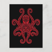 Roter Oktopus auf Schwarz Postkarte (Vorderseite)