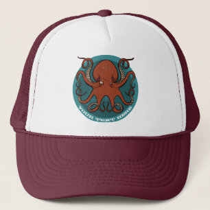 Roter Oktopus Fügen Sie Ihren Namen hinzu Meeressc Truckerkappe