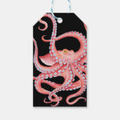 Roter Oktopus Wasserfarbe Schwarz Geschenkanhänger (Rückseite)