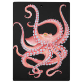 Roter Oktopus Wasserfarbe Schwarz Klemmbrett (Rückseite)