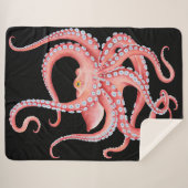 Roter Oktopus Wasserfarbe Schwarz Sherpadecke (Vorderseite (Horizontal))