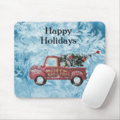 roter Oldtimer-LKW auf blauem Schneeflocken-Hinter Mousepad (Mit Mouse)