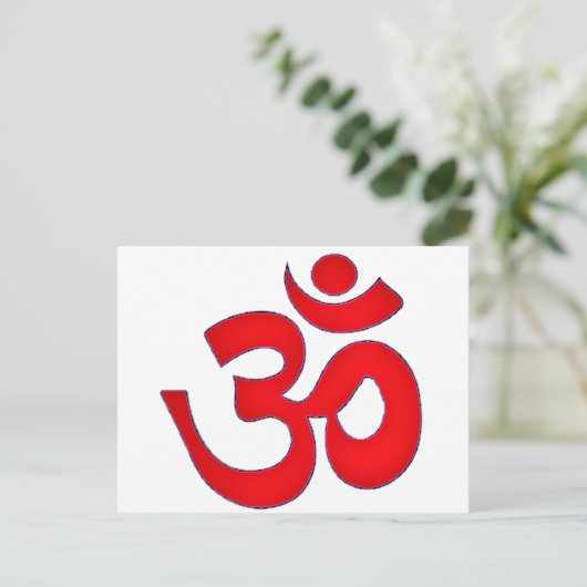 Roter OM, OM, SANSKRIT, MANTRA, TANTRA, YOGA Postkarte (Stehend Vorderseite)
