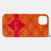 Roter Orange Arabesque Marokkanischer Grafik Case-Mate iPhone Hülle (Rückseite (Horizontal))