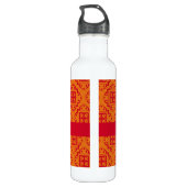 Roter Orange Arabesque Marokkanischer Grafik Trinkflasche (Rückseite)