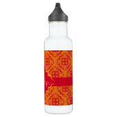 Roter Orange Arabesque Marokkanischer Grafik Trinkflasche (Rechts)