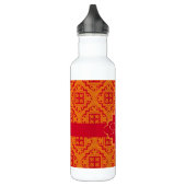 Roter Orange Arabesque Marokkanischer Grafik Trinkflasche (Links)