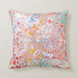 Roter orange blauer abstrakter handgemachter mit kissen