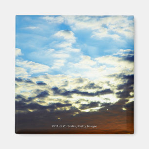 Roter orange blauer Sonnenuntergang mit Wolken Magnet