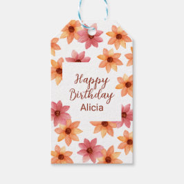 Roter Orange Blume Geburtstag Weißer Tag Geschenkanhänger