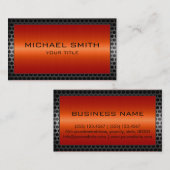 Roter orange Edelstahl-moderne Metallgrenze Visitenkarte (Vorne/Hinten)