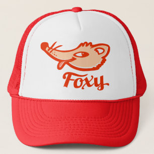 Roter orange Logohut des Foxy Fuchses Truckerkappe