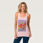 Roter Orange Poppy Blumenbeere Blume Wasserfarben Tank Top (Vorderseite Vollansicht)