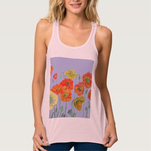 Roter Orange Poppy Blumenbeere Blume Wasserfarben Tank Top (Vorderseite)