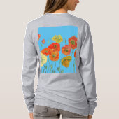 Roter Orange Poppy Blumenbeete Watercolor Blume T-Shirt (Rückseite)