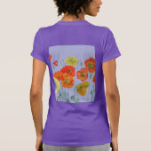 Roter Orange Poppy Blütenfarbe Wasserfarbe Lila Bl T-Shirt (Rückseite)