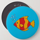 Roter Orange Tropischer Fisch Button (Vorne & Hinten)