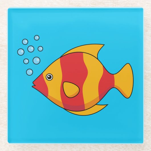 Roter Orange Tropischer Fisch Glasuntersetzer (Vorderseite)
