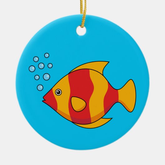 Roter Orange Tropischer Fisch Keramik Ornament (Vorne)