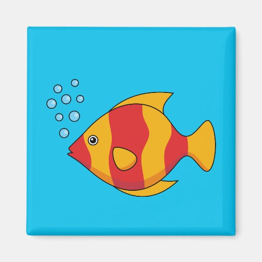 Roter Orange Tropischer Fisch Magnet (Vorne)