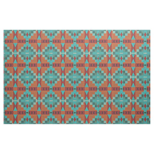 Roter Orange Türkis Aquamariner grüner Ethnic Look Stoff (Fat Quarter (45,7 x 55,9 cm))