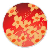 Roter Orangen- und Cremabauger Keramikknauf (Vorderseite)