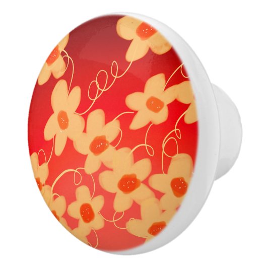 Roter Orangen- und Cremabauger Keramikknauf (Rechts)