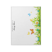 Roter Orangenblauer Schmetterling Weiße Blume Notizblock (Rotiert)