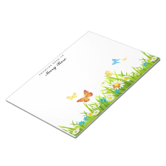 Roter Orangenblauer Schmetterling Weiße Blume Notizblock (angewinkelt)