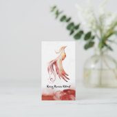 *~* Roter Orangenbrand-Federn Phoenix Flammen Visitenkarte (Stehend Vorderseite)