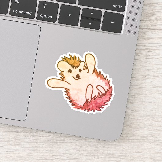 Roter Orangenhahn Niedlicher Igel Aufkleber (Detail)