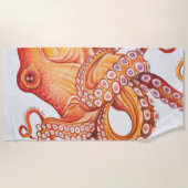 Roter Orangenktopf Wasserfarben Kunst Strandtuch (Vorderseite)