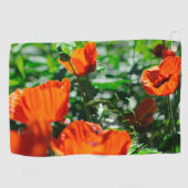 Roter Orangenmohn-Blume Golfhandtuch (Horizontal)