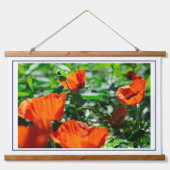 Roter Orangenmohn-Blume Wandteppich Mit Holzrahmen (Vorne)