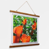 Roter Orangenmohn-Blume Wandteppich Mit Holzrahmen (Gewinkelt)